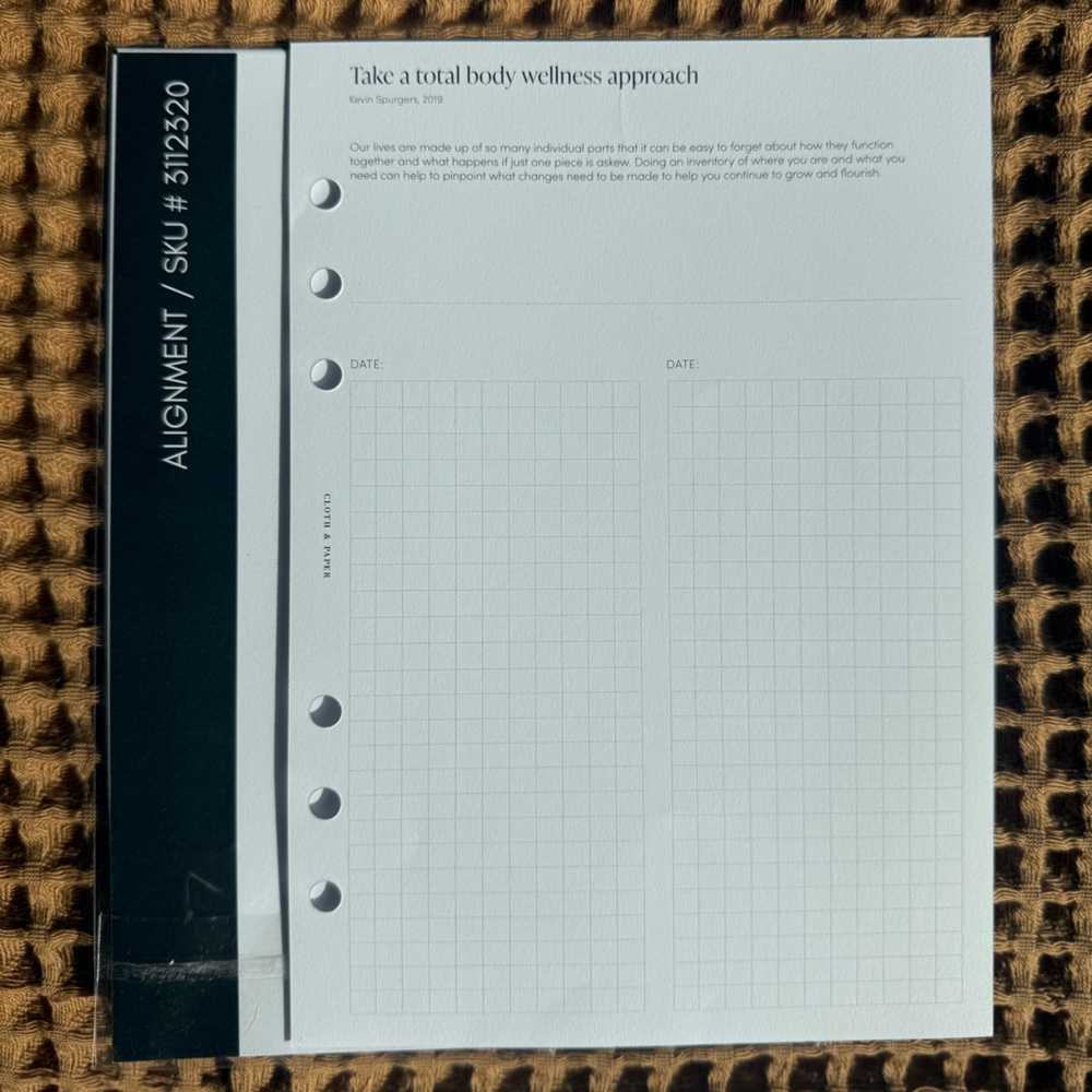 Cloth & Planner Alignment Planner Inserts A5